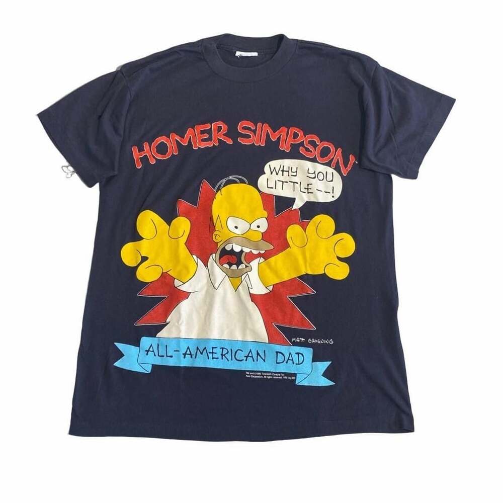 The Simpsons Homer Simpson All-American Dad Vintage 1990 T-Shirt Black